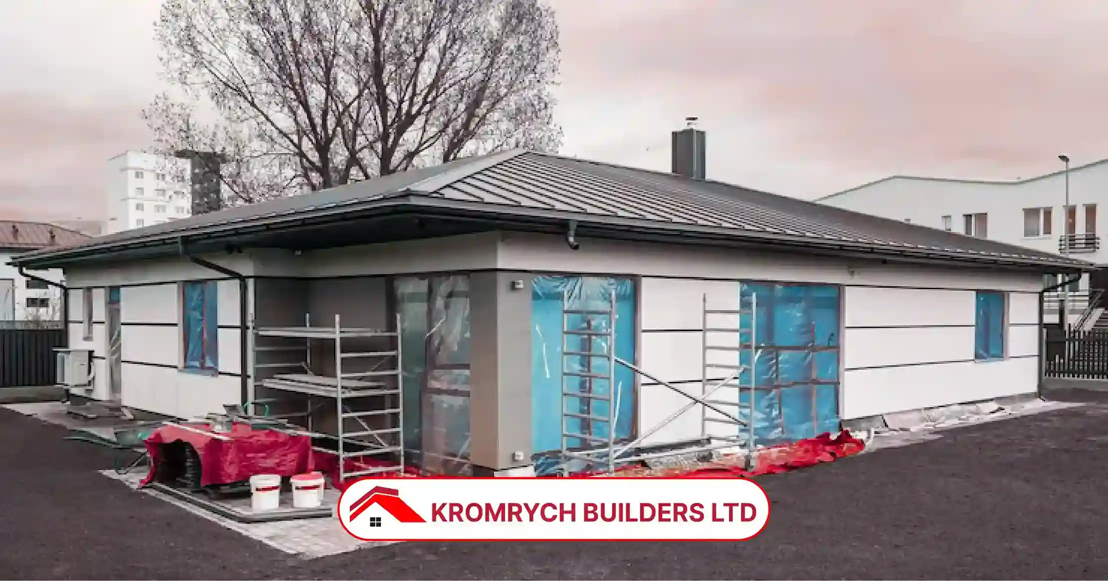 Modern home extension project mid-construction by expert builders! Discover what to check before hiring your own trusted home extension pro.